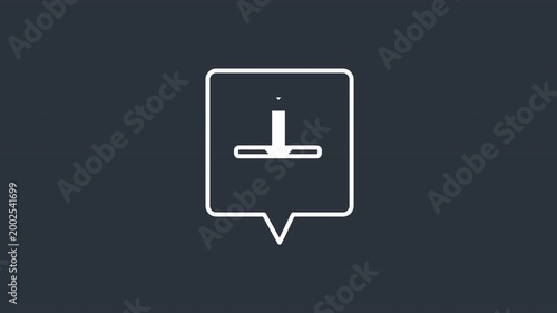 Animated Download Save Icon Line Path. Minimalist White Motion Graphic on Alpha Channel.