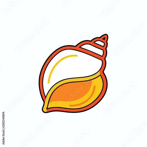 Stylized cartoon seashell icon isolated on white background.