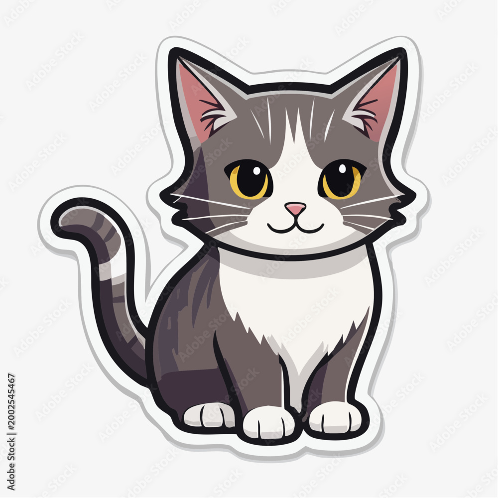 Fototapeta premium Cute cartoon tabby cat sticker