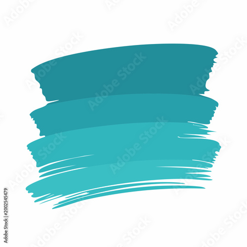 Abstract Teal Brush Strokes on White Background