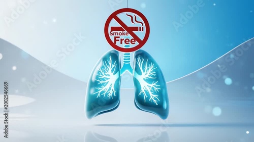 No Smoking Sign Above Lungs Symbolizing Health and Smoke-Free Lifestyle