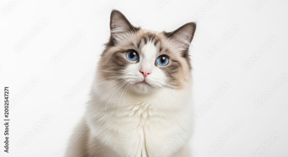 Fototapeta premium Cute domestic cat looking forward.