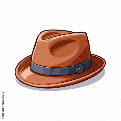 Brown Fedora Hat Illustration