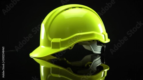 Bright Yellow Hard Hat Safety Helmet Close Up Studio Shot
