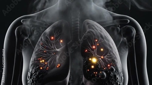 Human Lungs Anatomy Animation, Respiratory System, Trachea, Medical Illustration