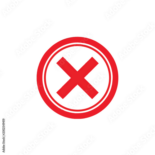 Free Download Red X mark inside a circular border icon isolated on white background. - GFXLoad
