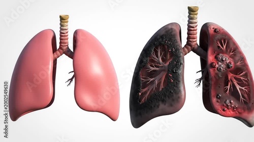 Healthy vs Diseased Lungs Comparison 3D Animation
