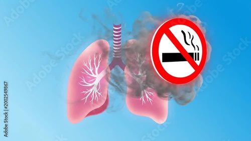 Animated Human Lungs and Trachea on Blue Sky Background