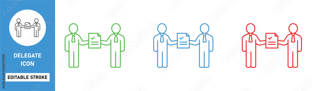 Fotografie delegate icon line style business responsibility transfer editable stroke vector