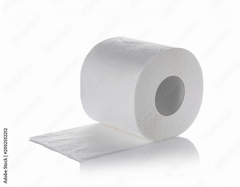 Fototapeta premium White toilet paper roll isolated on white background