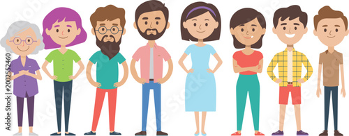 Εκτύπωση καμβά Diverse people characters set, multicultural community illustration, different a
