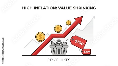High Inflation & Price Hikes: Economic Impact Vector Concept