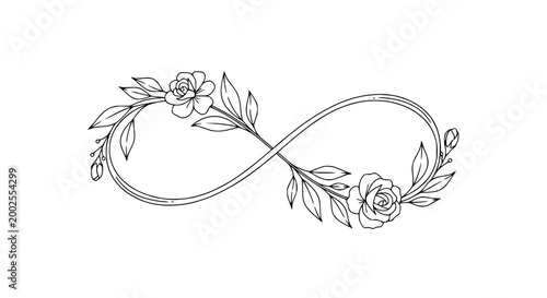 Bild auf Leinwand Elegant Infinity Symbol with Floral Accents - Love, Eternity, Nature