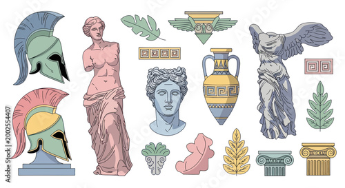 Ancient Greek and Roman Statues Heads.