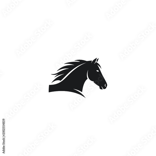 Black Horse Head Silhouette Profile.