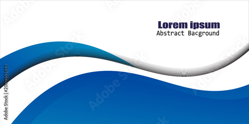 Blue White Wave Abstract Background with Smooth Curves,