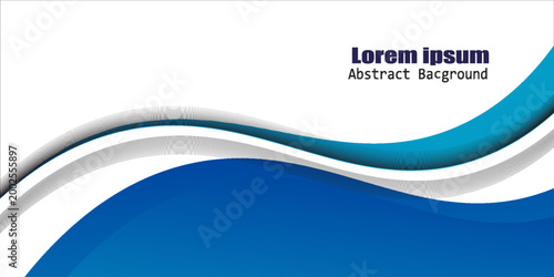 Blue White Wave Abstract Background with Smooth Curves,