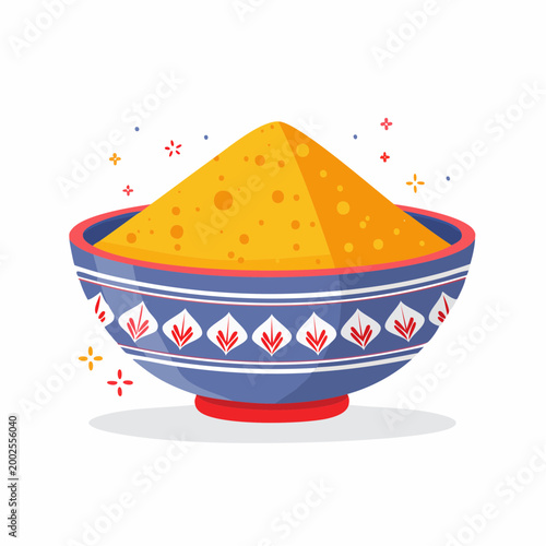 Bowl of Yellow Powder with Decorative Pattern