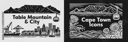 Table Mountain City and Cape Town Icons