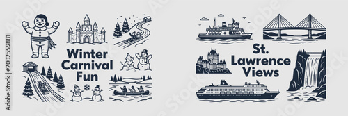 Tableau sur toile Winter Carnival Fun and St Lawrence Views