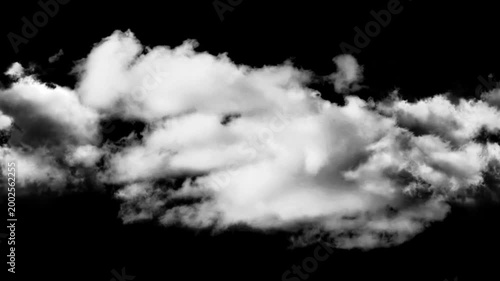 Isolated Puffy White Cloud Element on Black Background for Digital Compositing and Atmospheric Sky Enhancement