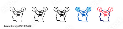 Confused Mind Icon In 5 Different Styles Set Collection.   