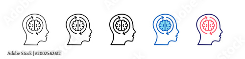 Mental Agility Icon In 5 Different Styles Set Collection.   
