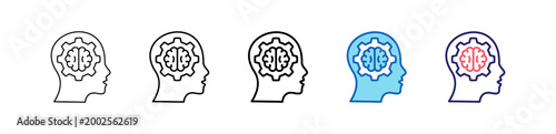 Cognitive Function Icon In 5 Different Styles Set Collection.   