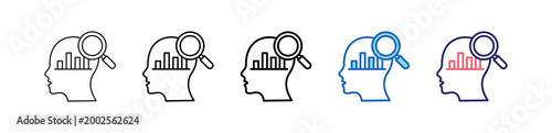Exploratory Analysis Icon In 5 Different Styles Set Collection.   