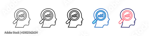 Exploratory Analysis Icon In 5 Different Styles Set Collection.   