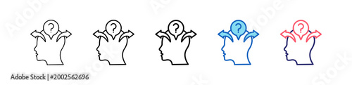 Confused Mind Icon In 5 Different Styles Set Collection.   