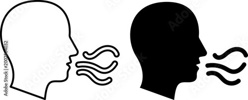 Photography Human Breathing Icon Set Respiration Airflow Exhale Inhale Health Outline Glyph