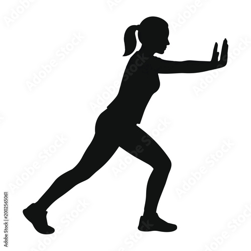 Pushing silhouette people pose female