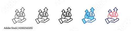 Profit Margin Icon In 5 Different Styles Set Collection.   