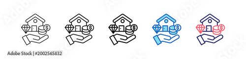 Net Worth Icon In 5 Different Styles Set Collection.   