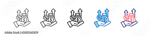 Interest Rate Icon In 5 Different Styles Set Collection.   