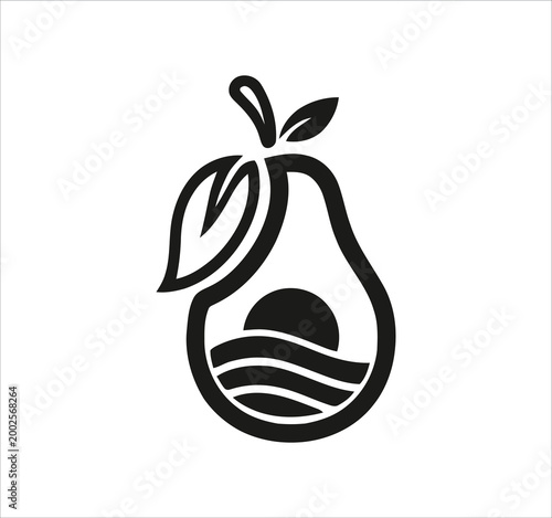 avocado logo design. Minimal monogram emblem, classic style  Alphabet vector logo design. Premium Business logo, White background