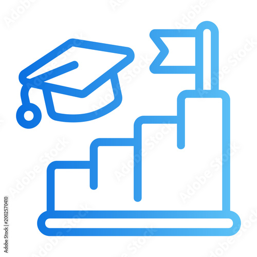 Graduation succes Line Gradient Icon