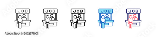 Job Fair Icon In 5 Different Styles Set Collection.   