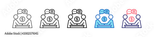 Negotiation Icon In 5 Different Styles Set Collection.   