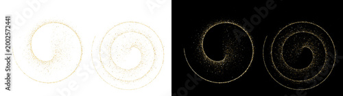 Fotografía PNG image of Abstract swirling golden glitter dust particles forming spirals on
