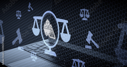 Foto Digital technology concept representing legal risks and regulatory warnings with
