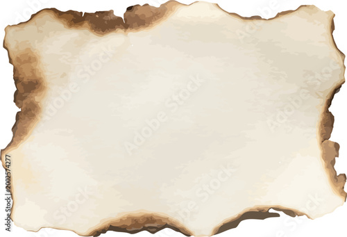 Burned parchment sheet vector with grunge edges for vintage design