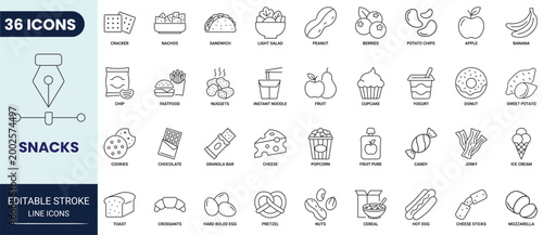 Obraz na płótnie Snack icon set in outline style