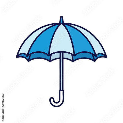 Minimalist blue umbrella icon isolated on white background.