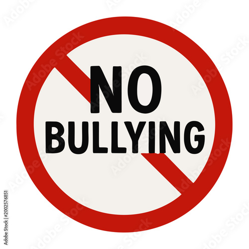 Free Download Red Circle Prohibition Sign Displaying the Words NO BULLYING Inside - GFXLoad