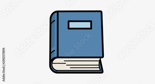 Tableau sur toile Closed Blue Hardcover Book Icon, Simple Vector Illustration