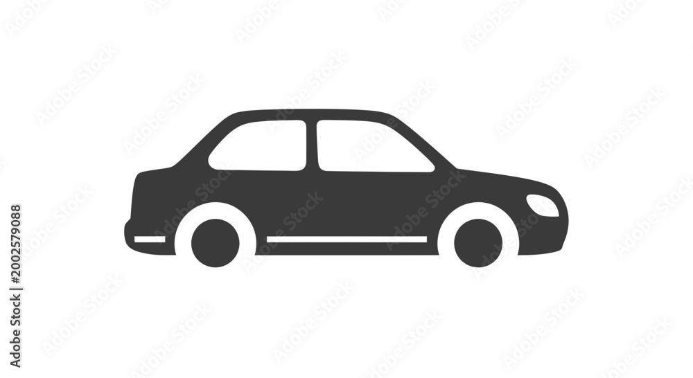 Obraz premium Modern Sedan Car Icon - Minimalist Vector Graphic
