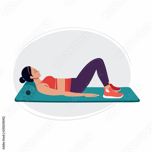 Woman Performing Glute Bridge Exercise on Yoga Mat