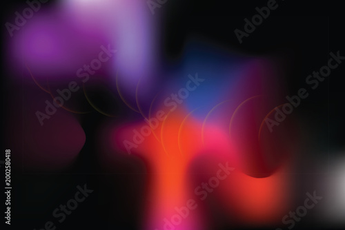 Abstract colorful light leak on black background with soft blur effect, Art & Illustration